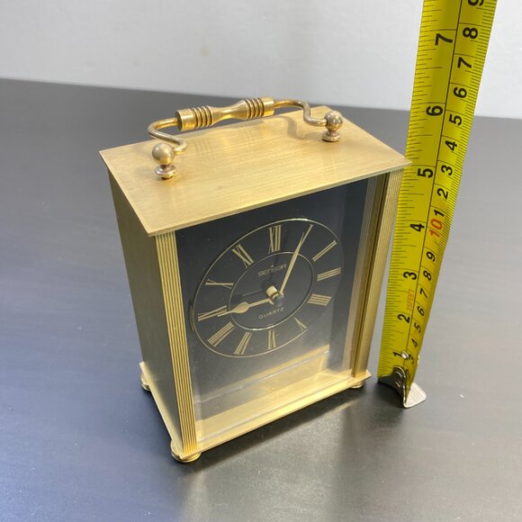 West Germany Sensor Quartz, Brass Clock Working Perfectly, Golden and Black, Tab - Picture 8 of 10